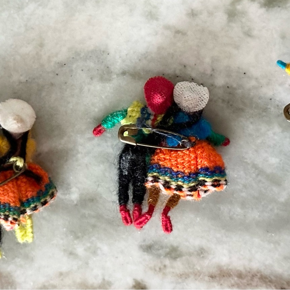 Handmade Vintage Mexico Souvenir Dancing Couple Lapel Pins - Brooch Set of 3 - Picture 8 of 13